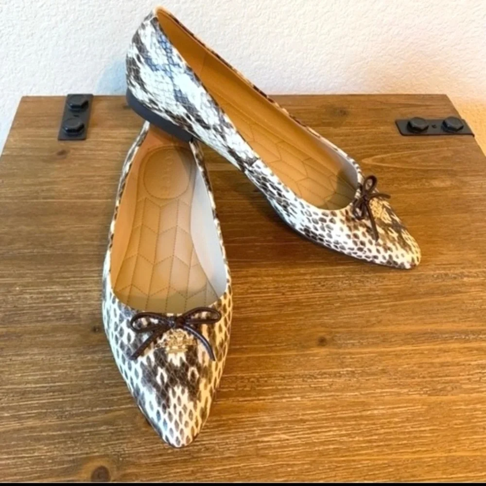 Coach Annabel Snake Print Pointed Toe Ballet Flats Sz 6.5 New! - Picture 1 of 13